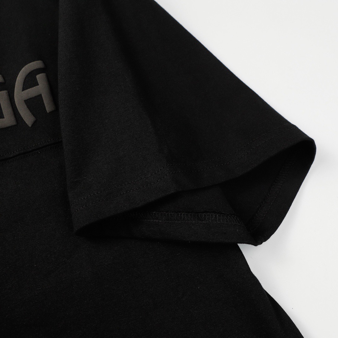 Replica Balenciaga 3D foam print applique patchwork short sleeve T-shirt Black
