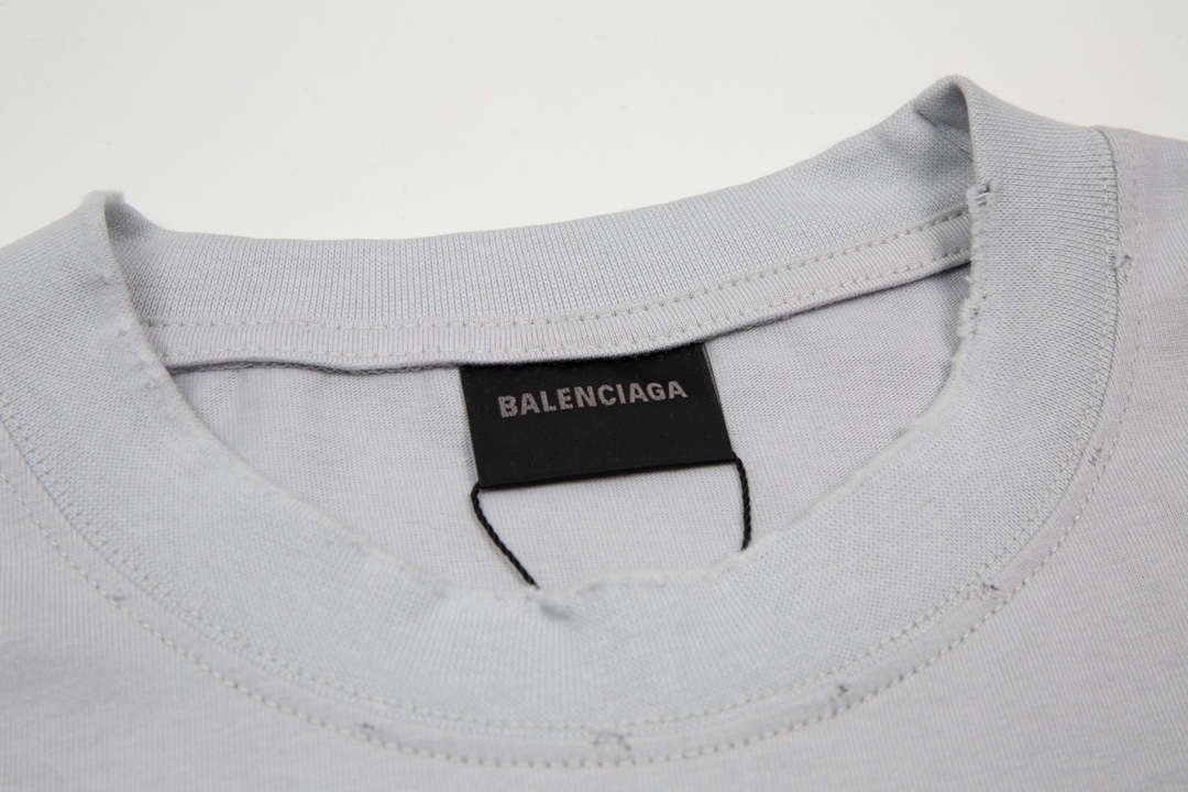Replica Balenciaga 2024 SS inverted letter print short sleeve T-shirt Grey