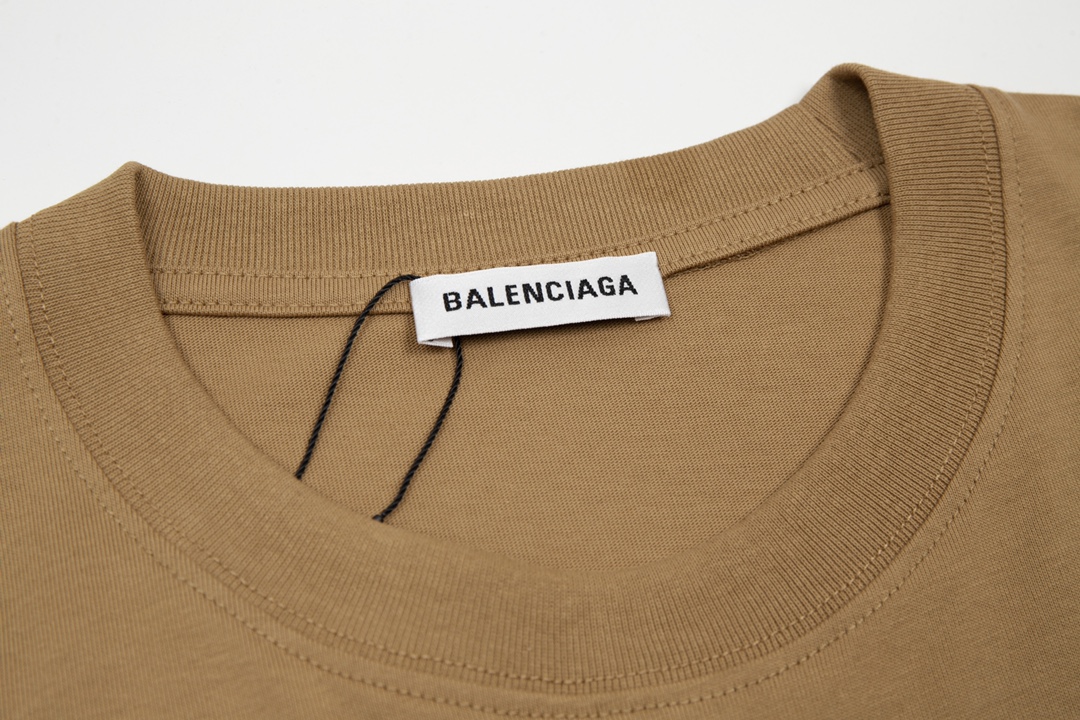 Replica BALENCIAGA Oversized Logo Print Cotton Jersey T-Shirt Men Brown