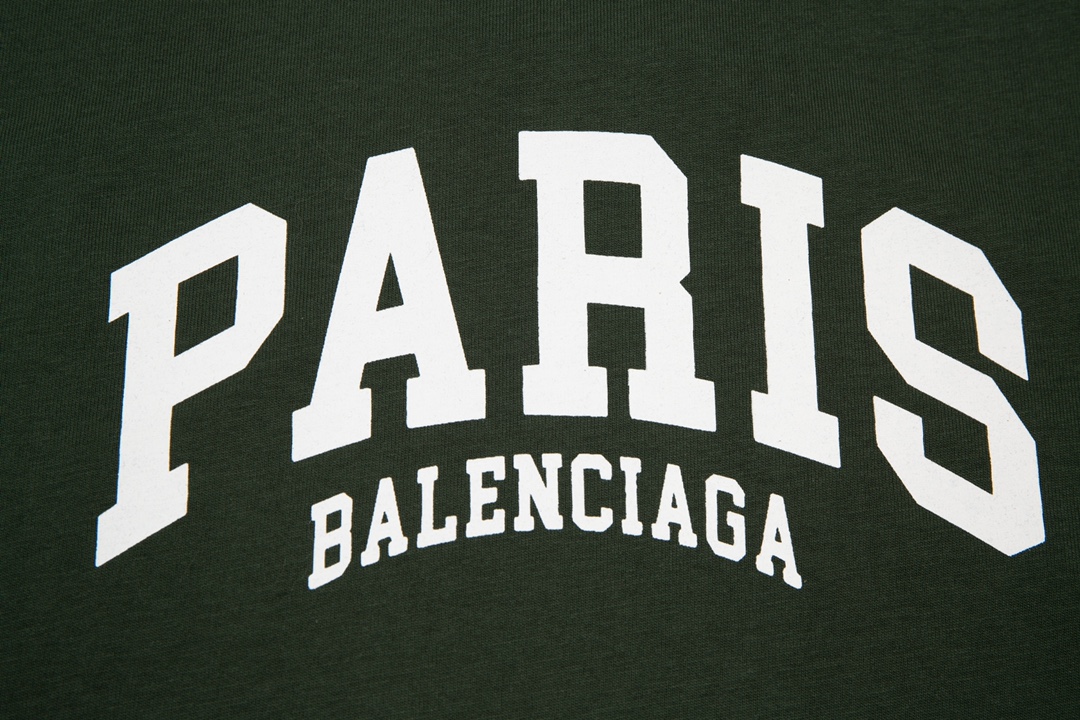 Replica Balenciaga 2024 SS Letter PARIS Print Short sleeve T-shirt Green