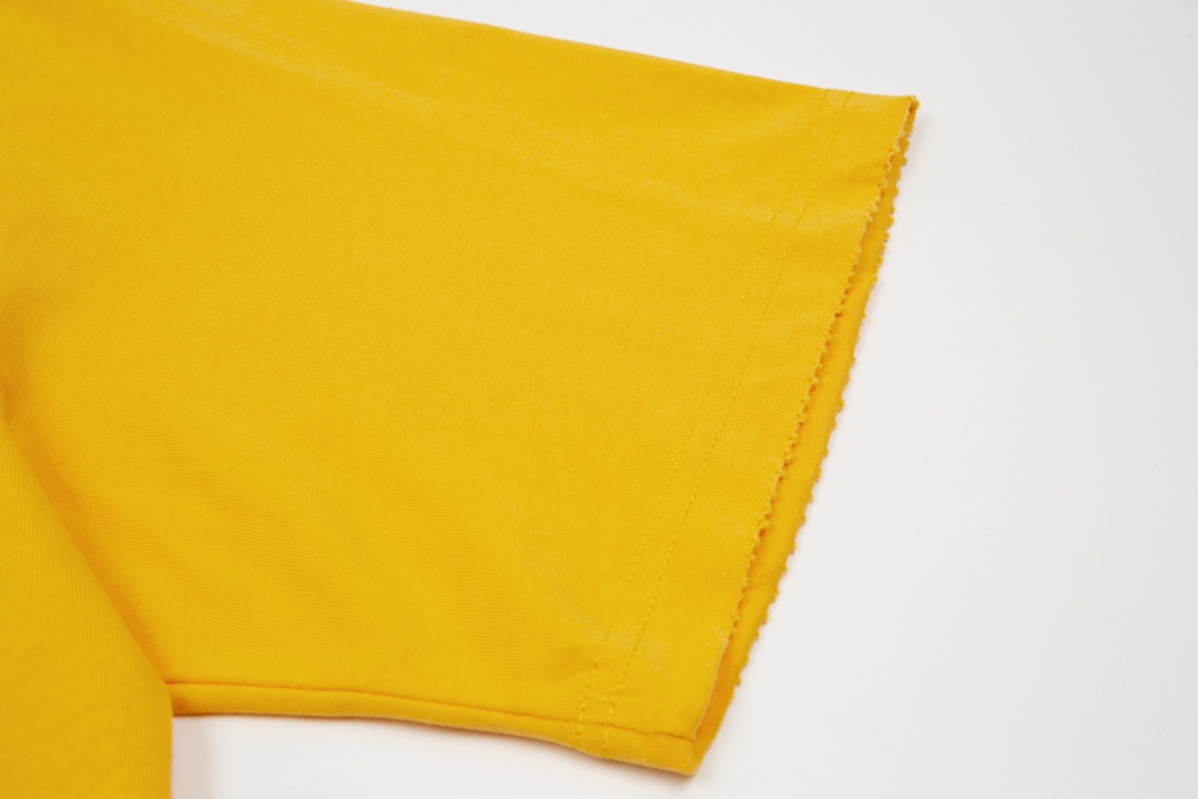 Replica Balenciaga Clothing T-Shirt Yellow Printing Combed Cotton Short Sleeve