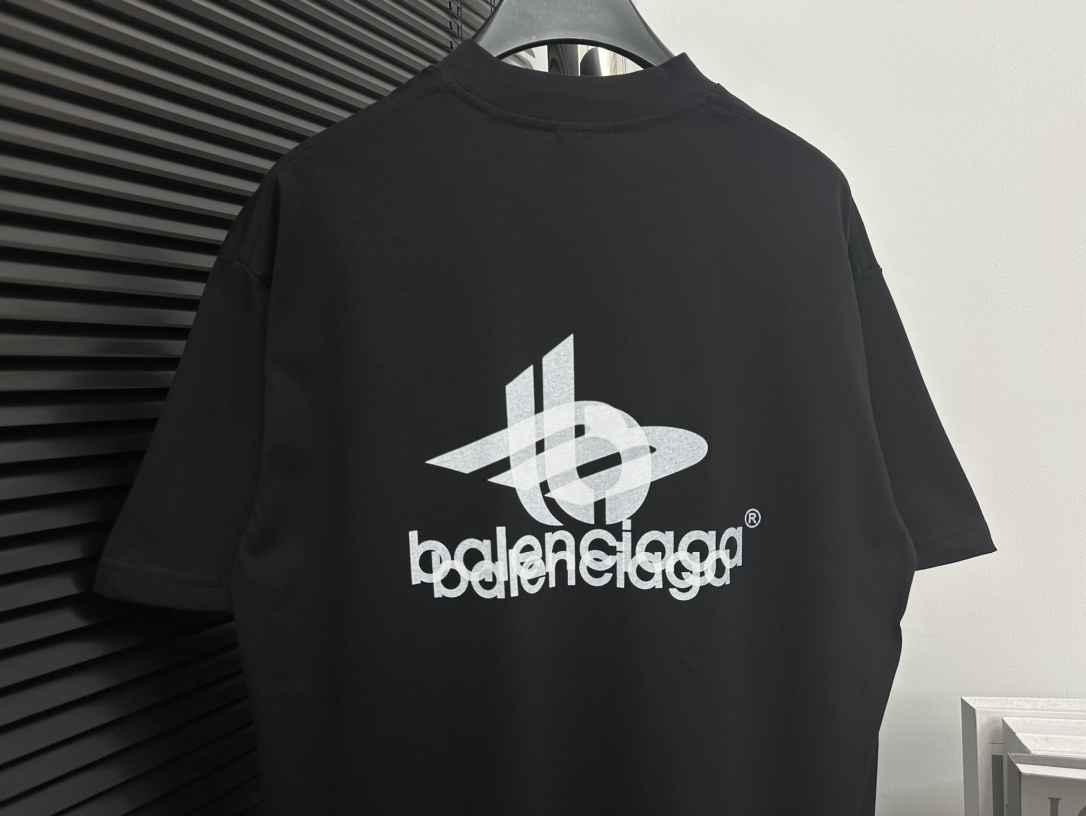 Replica Balenciaga BALENCIAGA LAYERED LOGO BLACK TEE