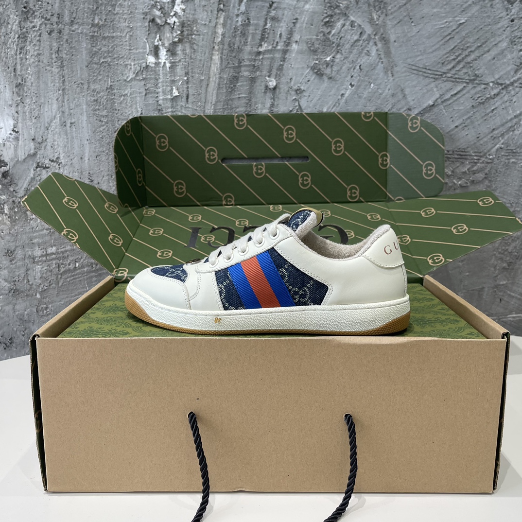 Replica Gucci Men's Blue and Cream Trainers