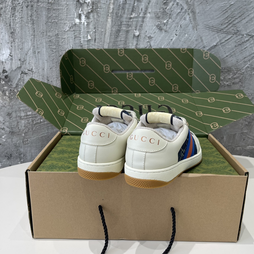 Replica Gucci Men's Blue and Cream Trainers