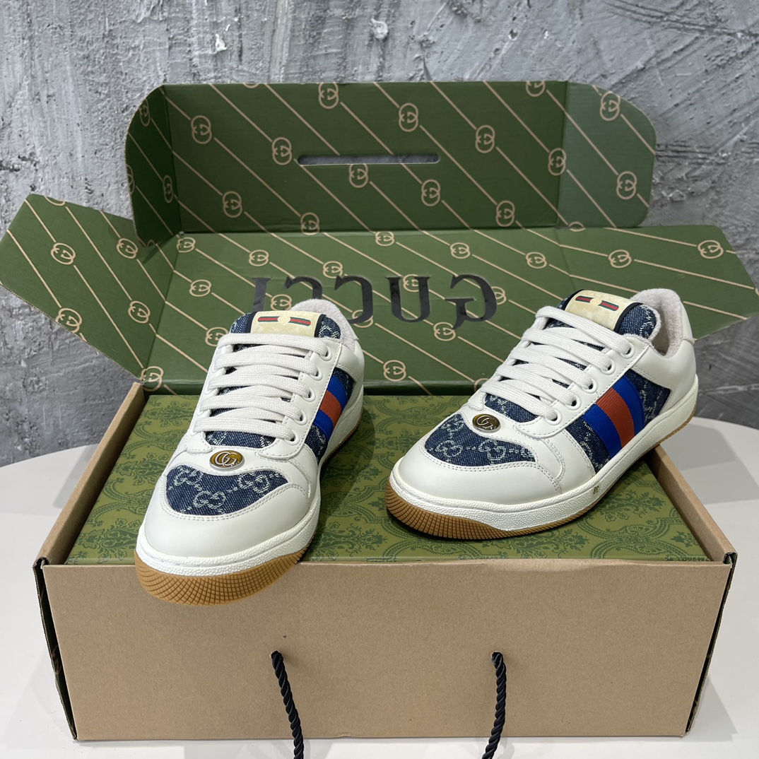 Replica Gucci Men's Blue and Cream Trainers