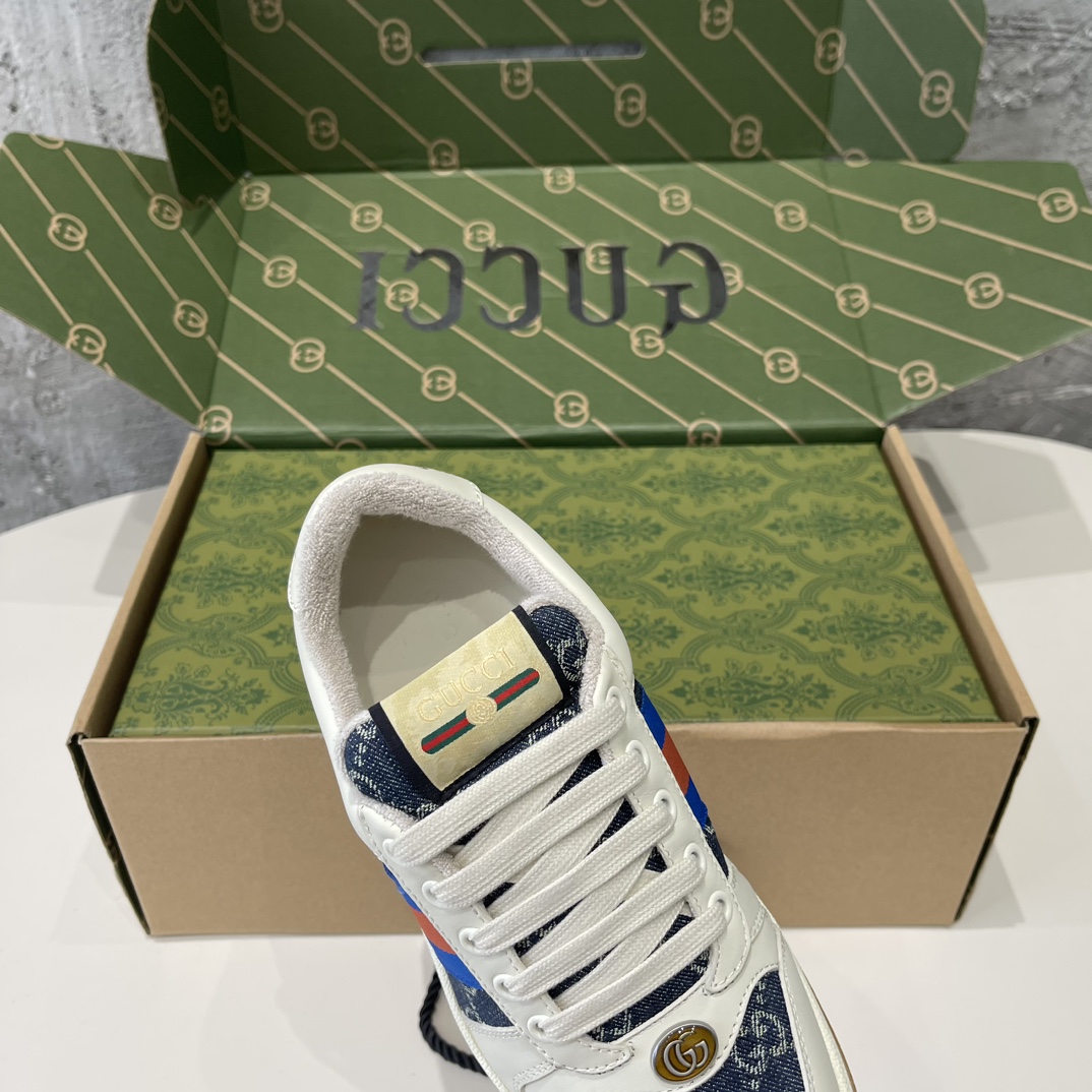 Replica Gucci Men's Blue and Cream Trainers