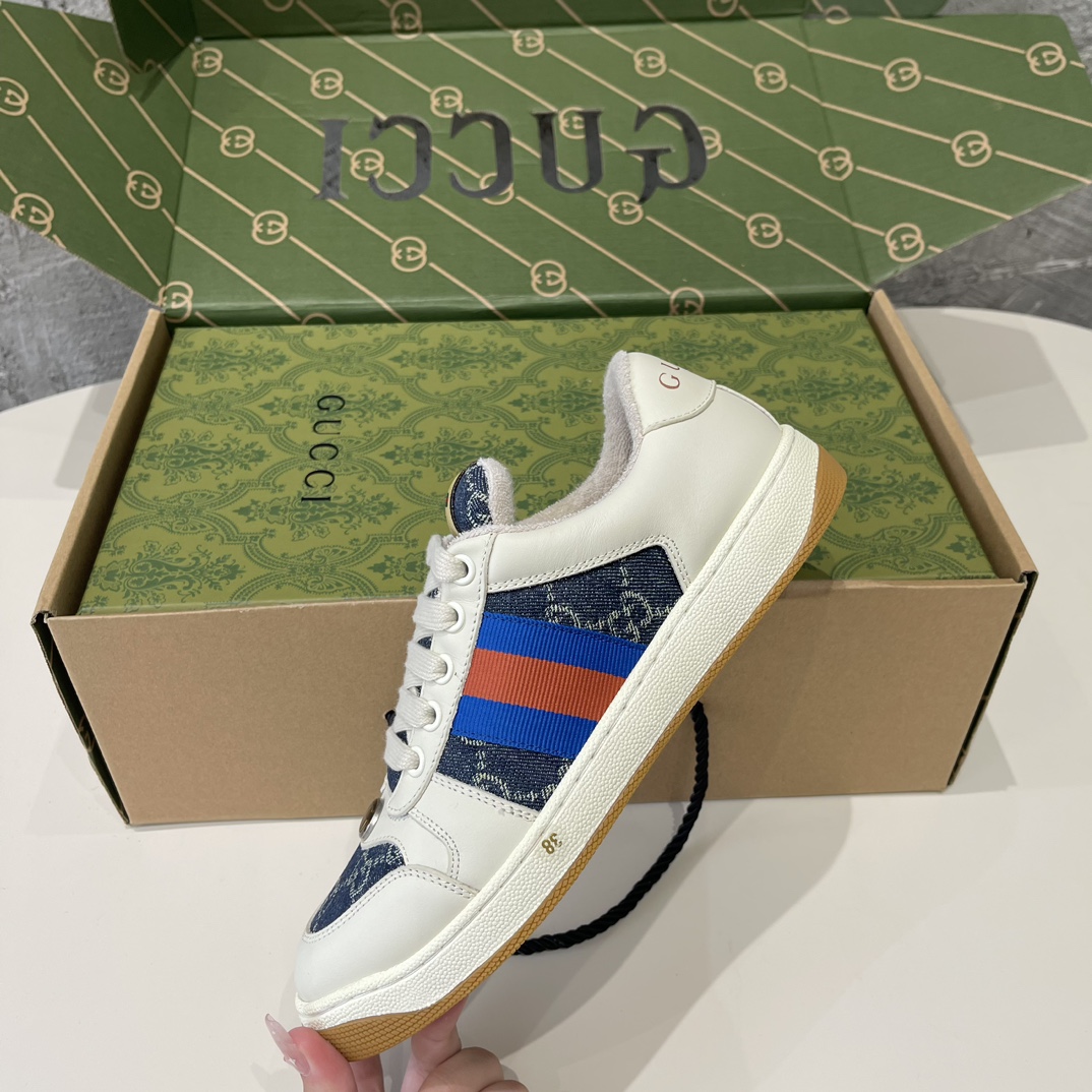 Replica Gucci Men's Blue and Cream Trainers