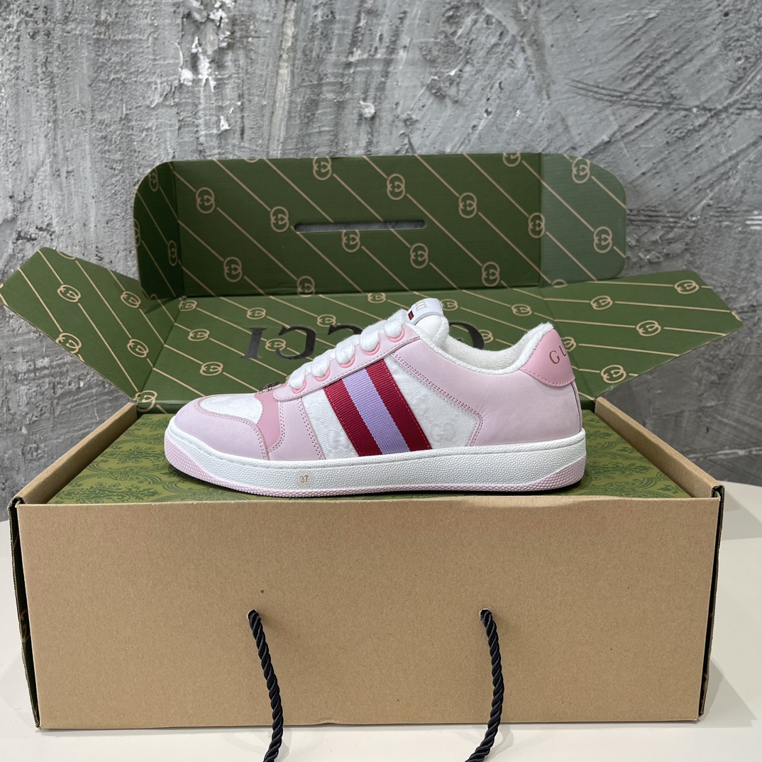 Replica Gucci Screener Low‑Top Sneakers 'White Pink'