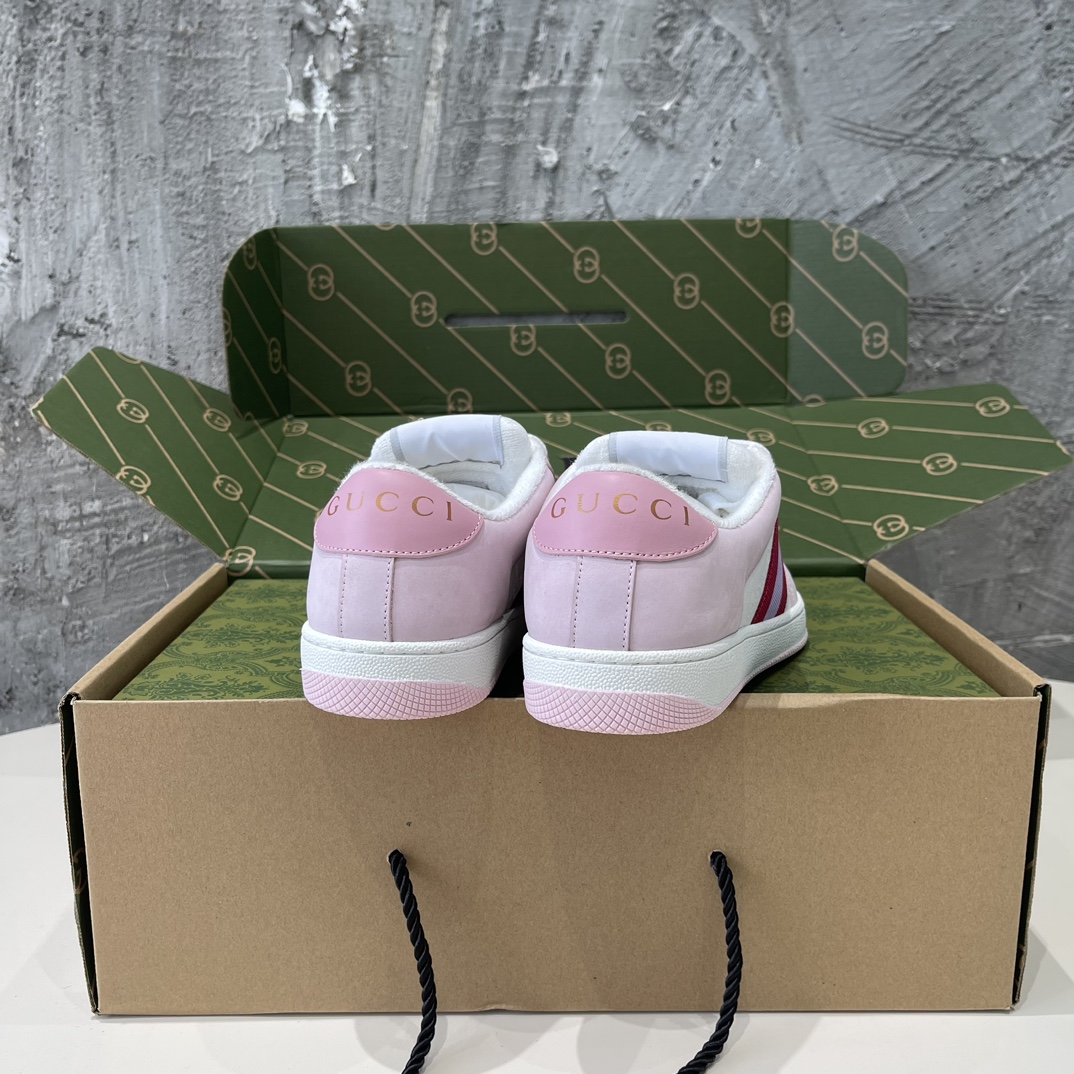 Replica Gucci Screener Low‑Top Sneakers 'White Pink'