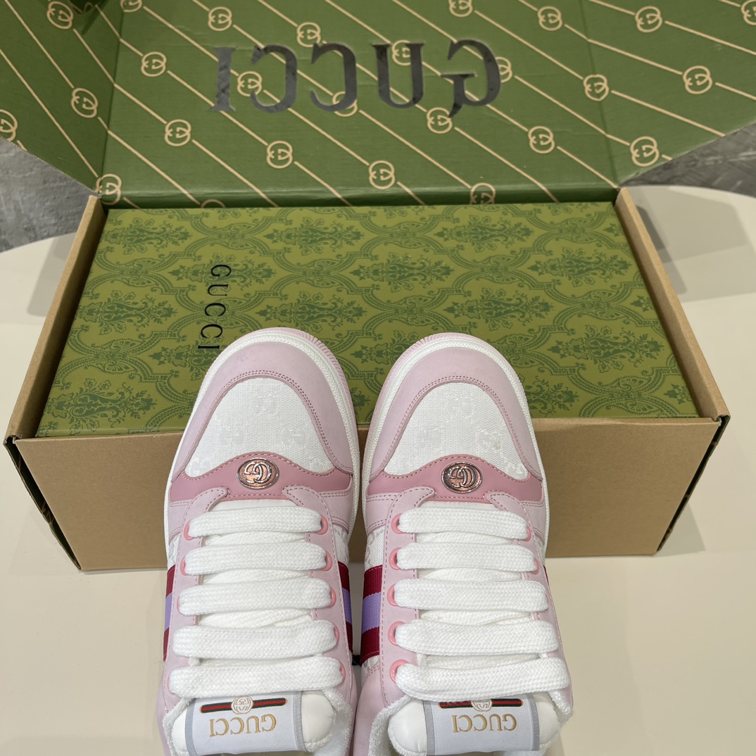 Replica Gucci Screener Low‑Top Sneakers 'White Pink'