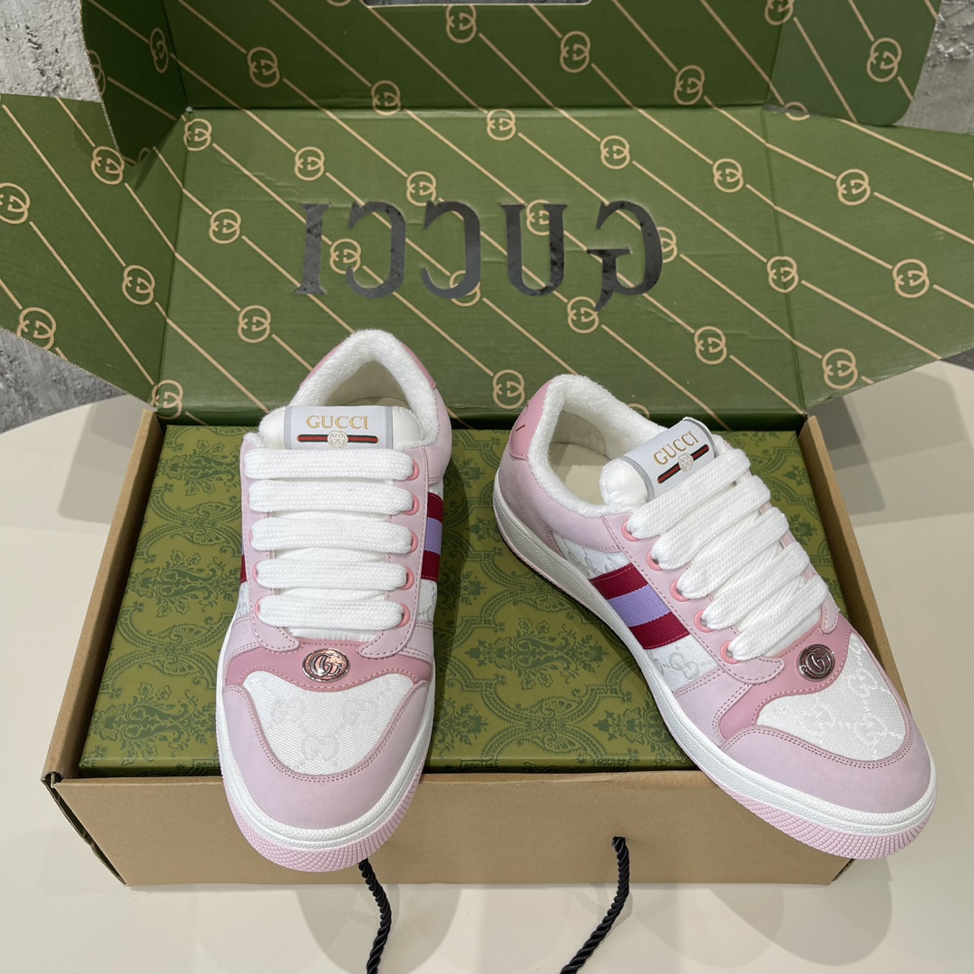 Replica Gucci Screener Low‑Top Sneakers 'White Pink'