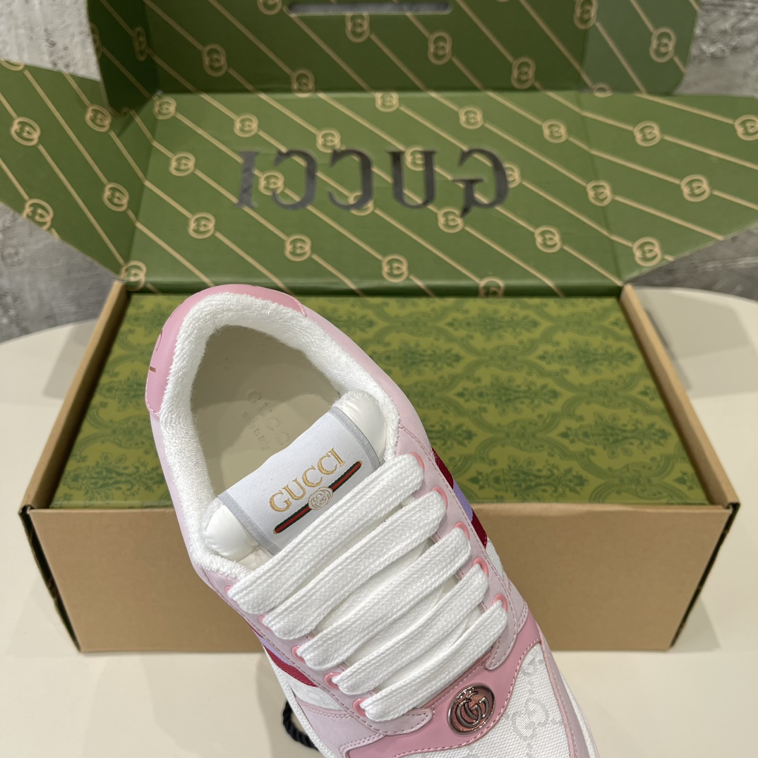 Replica Gucci Screener Low‑Top Sneakers 'White Pink'