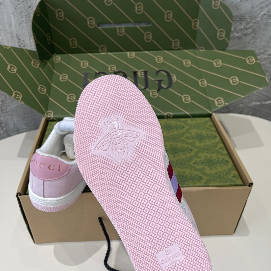 Replica Gucci Screener Low‑Top Sneakers 'White Pink'