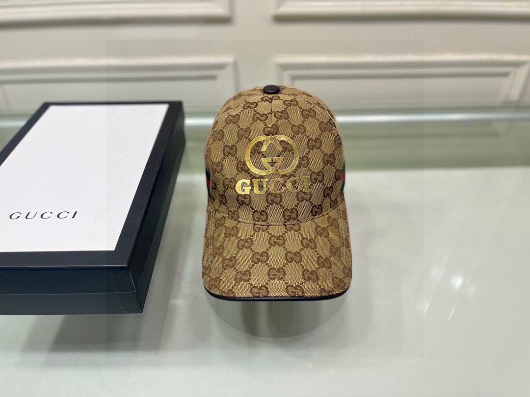 Replica Gucci original single baseball cap with gold double G