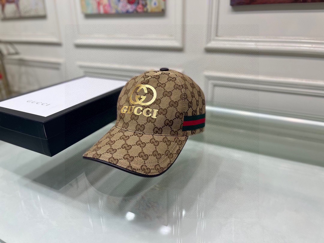 Replica Gucci original single baseball cap with gold double G