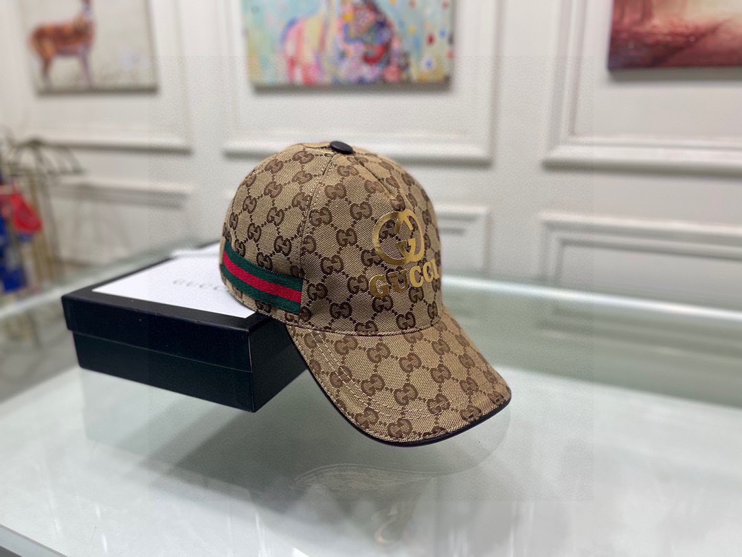 Replica Gucci original single baseball cap with gold double G