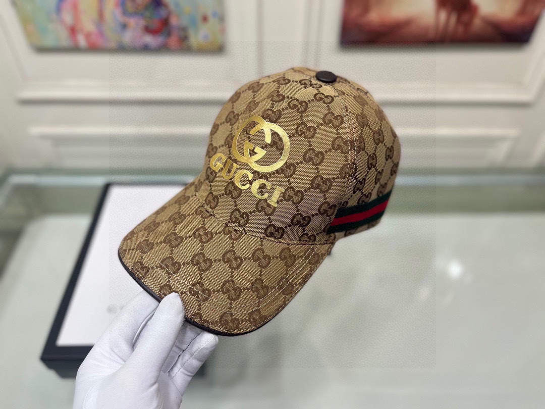 Replica Gucci original single baseball cap with gold double G