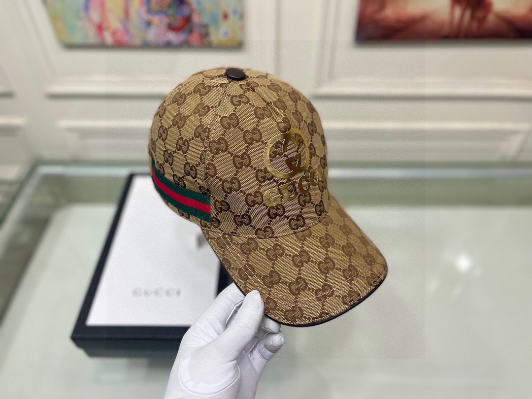 Replica Gucci original single baseball cap with gold double G