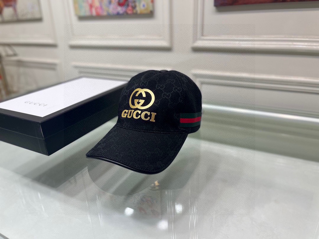 Replica Gucci original single baseball cap with gold double G