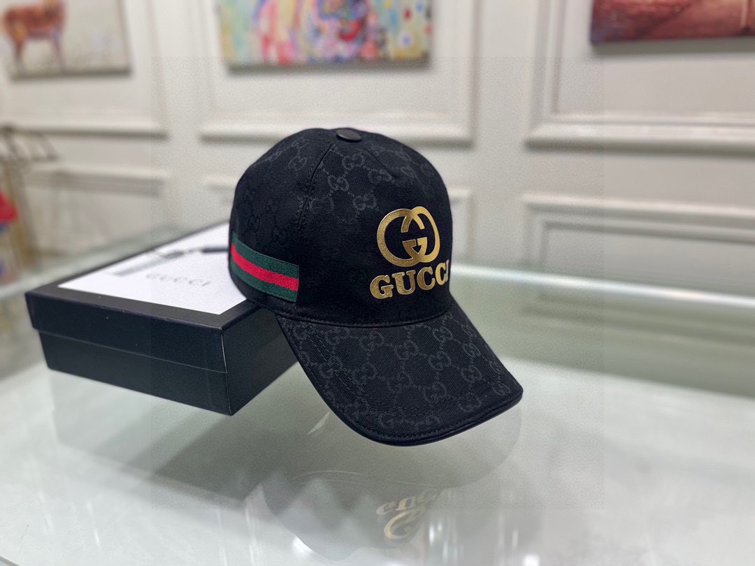 Replica Gucci original single baseball cap with gold double G