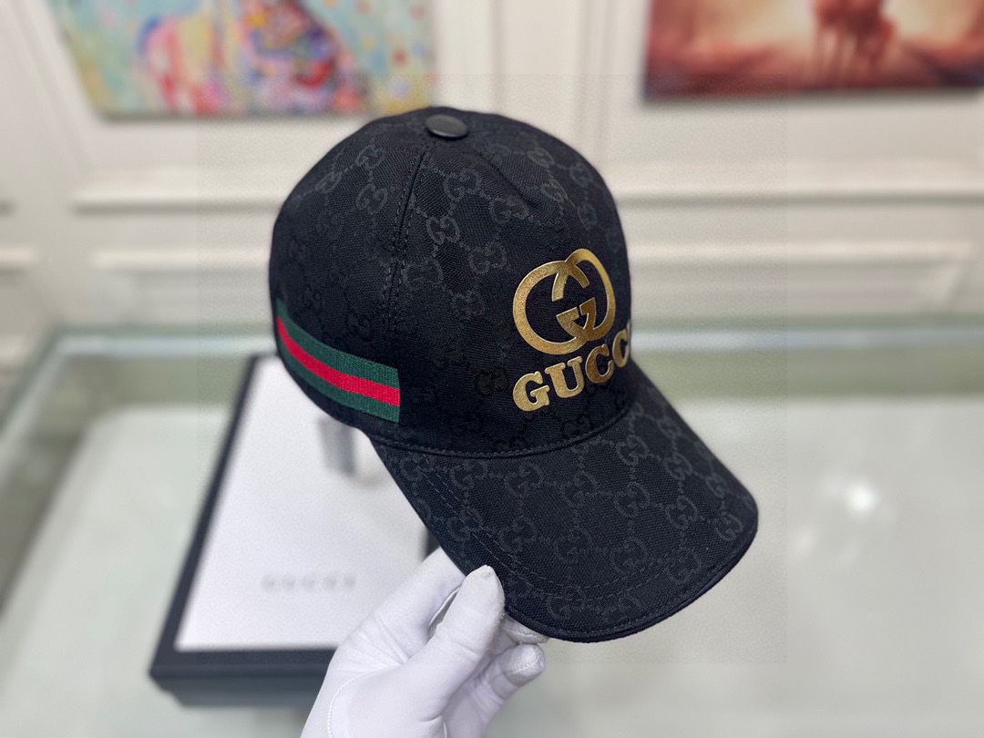 Replica Gucci original single baseball cap with gold double G