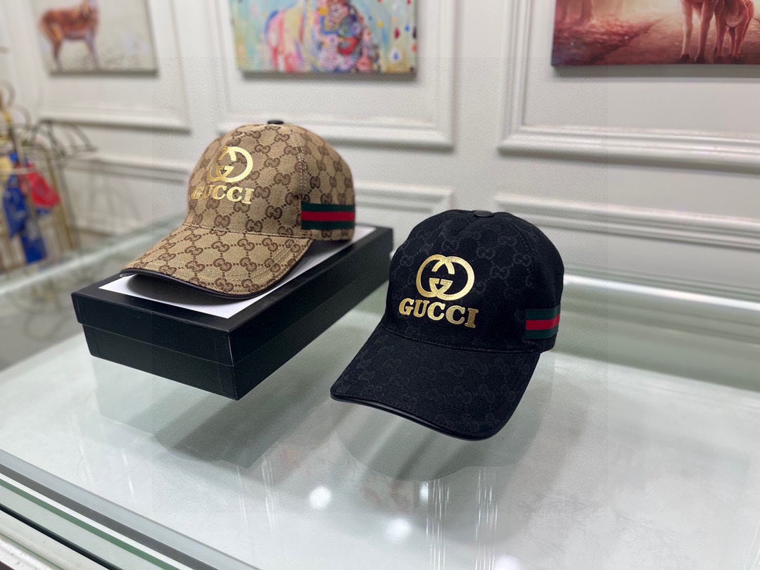 Replica Gucci original single baseball cap with gold double G