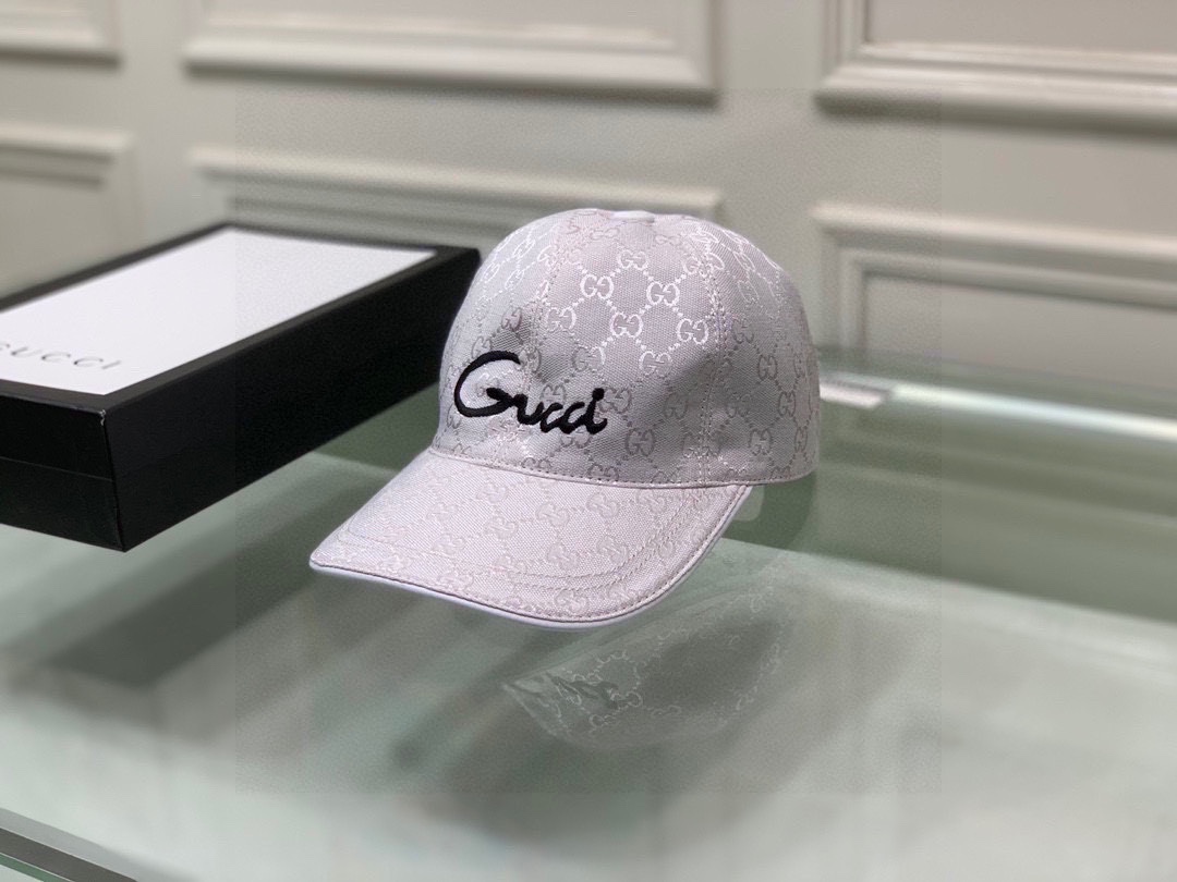 Replica GUCCI - Monogram-pattern brand-print woven cap