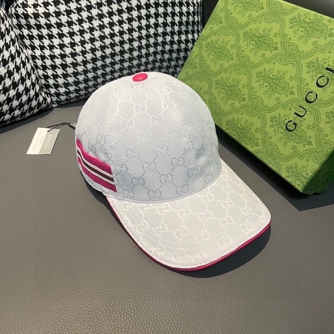 Replica Gucci Original GG canvas baseball hat with White