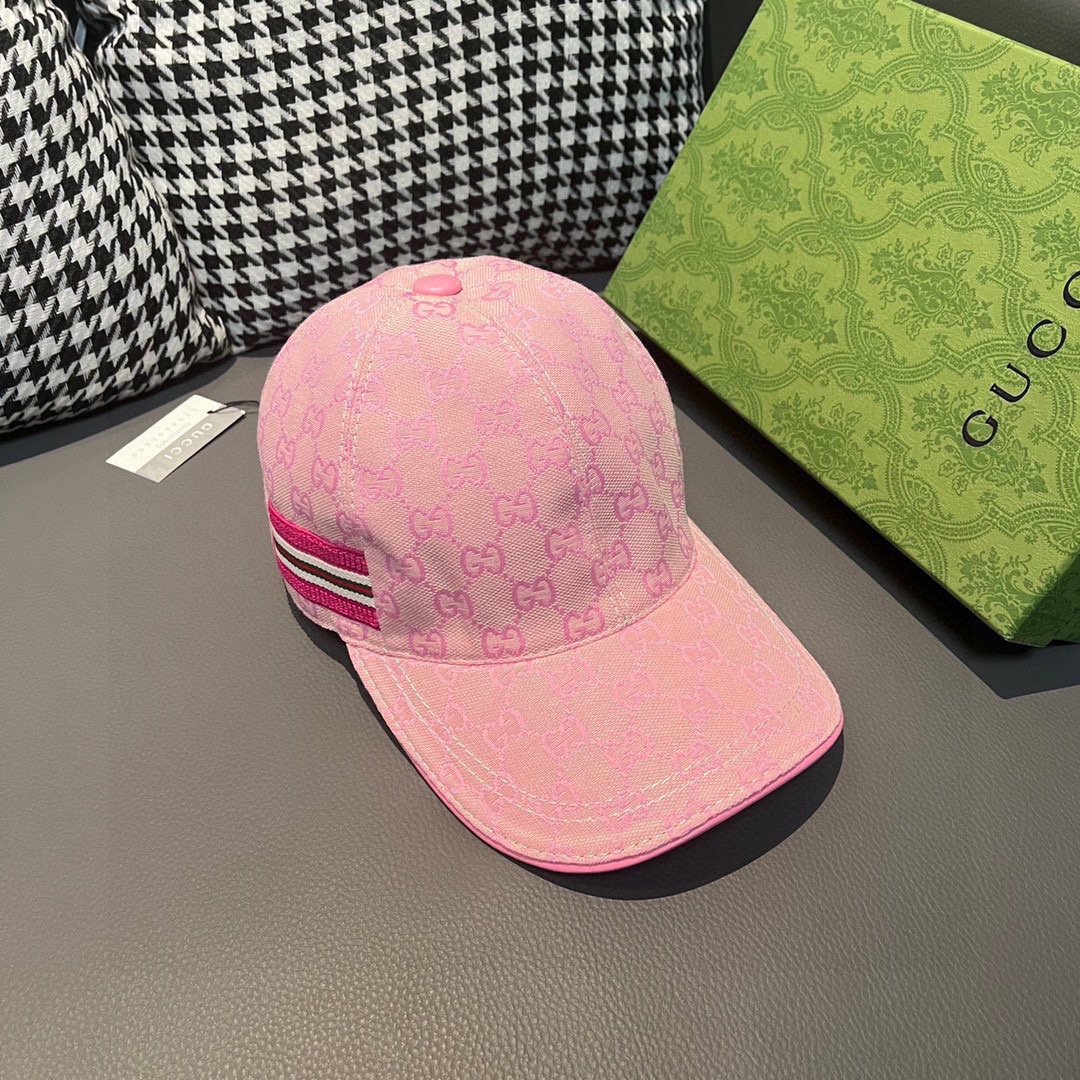 Replica Gucci Original GG canvas baseball hat with Pink