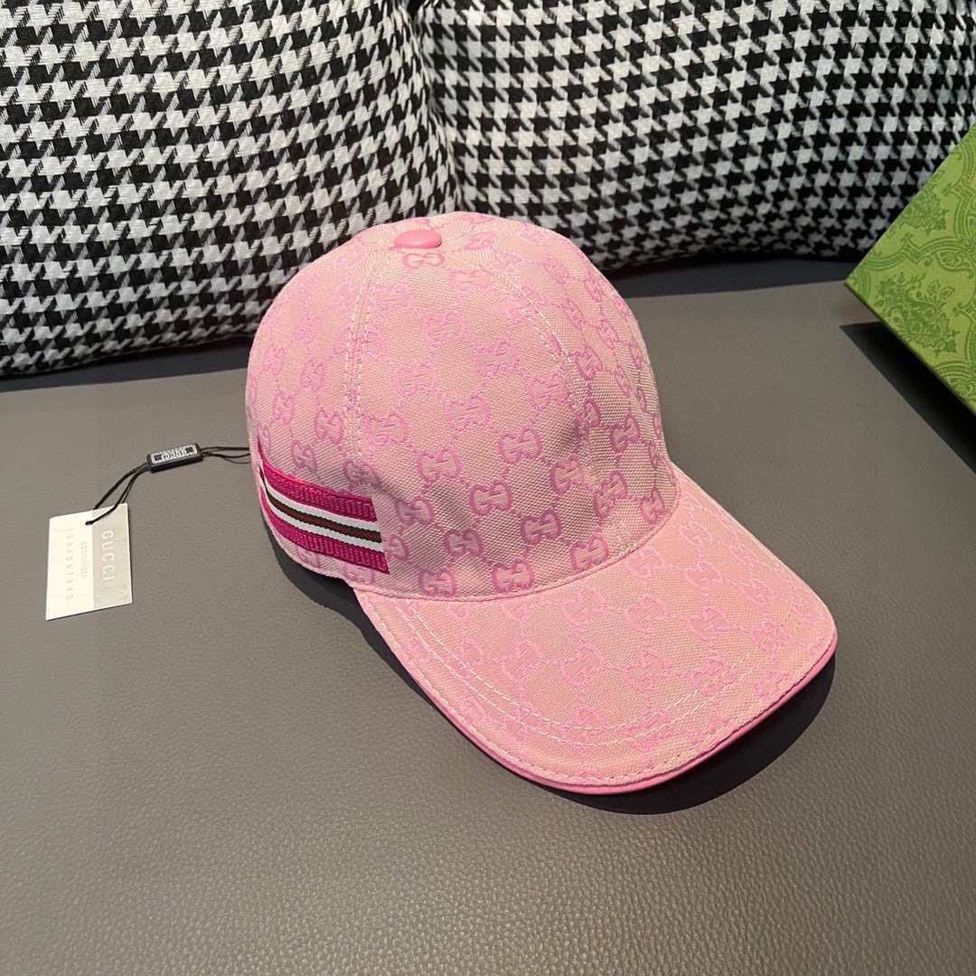 Replica Gucci Original GG canvas baseball hat with Pink