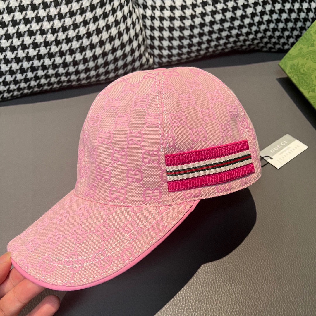 Replica Gucci Original GG canvas baseball hat with Pink