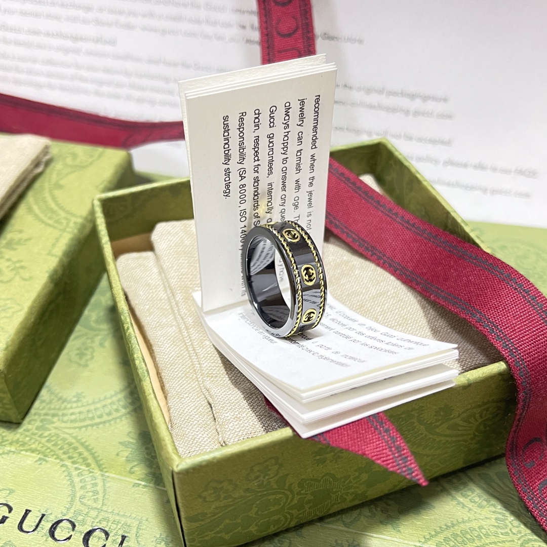 Replica GUCCI Double G twist ceramic ring