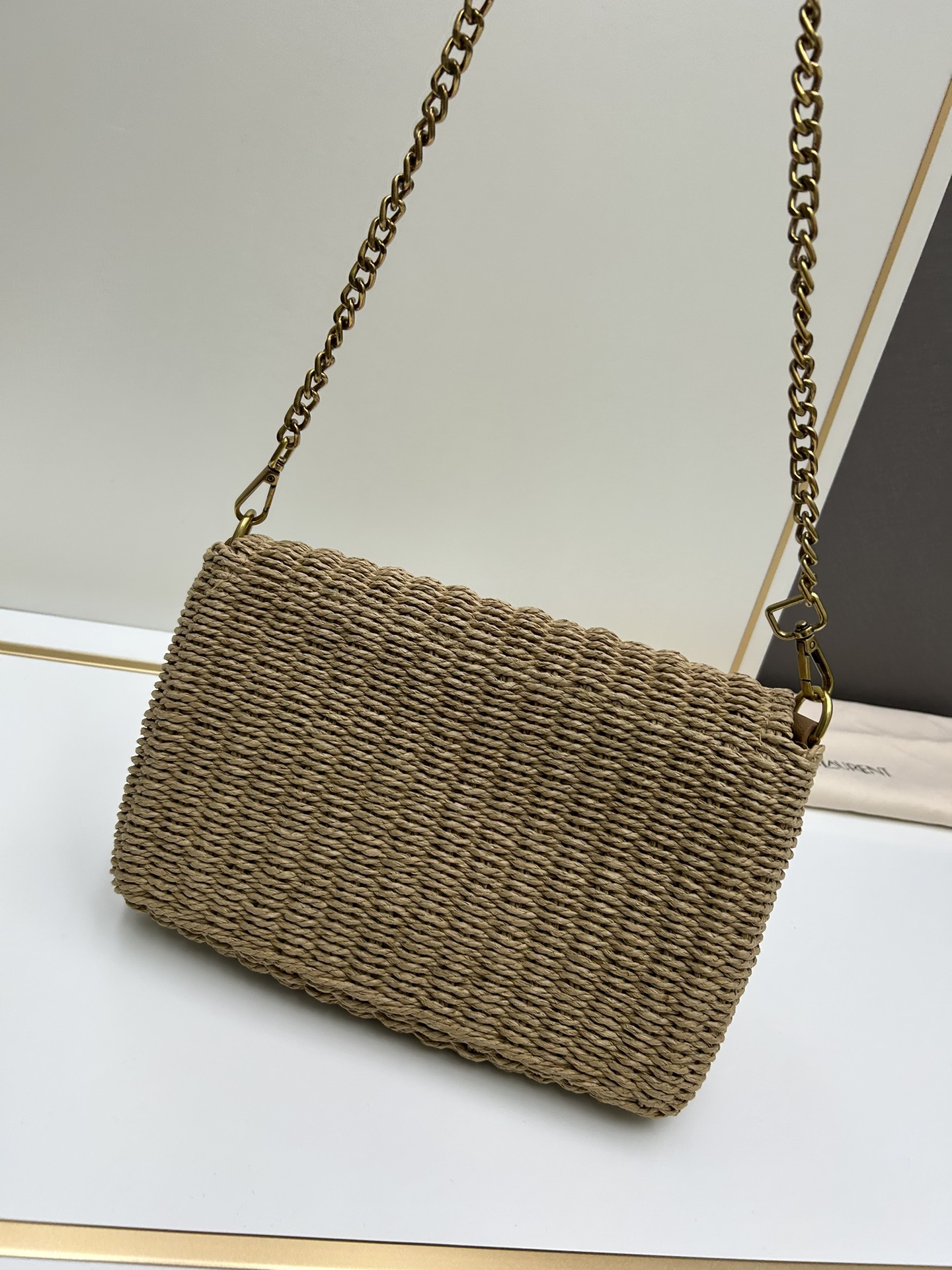 Replica YSL Raffia rattan woven craft chain bag