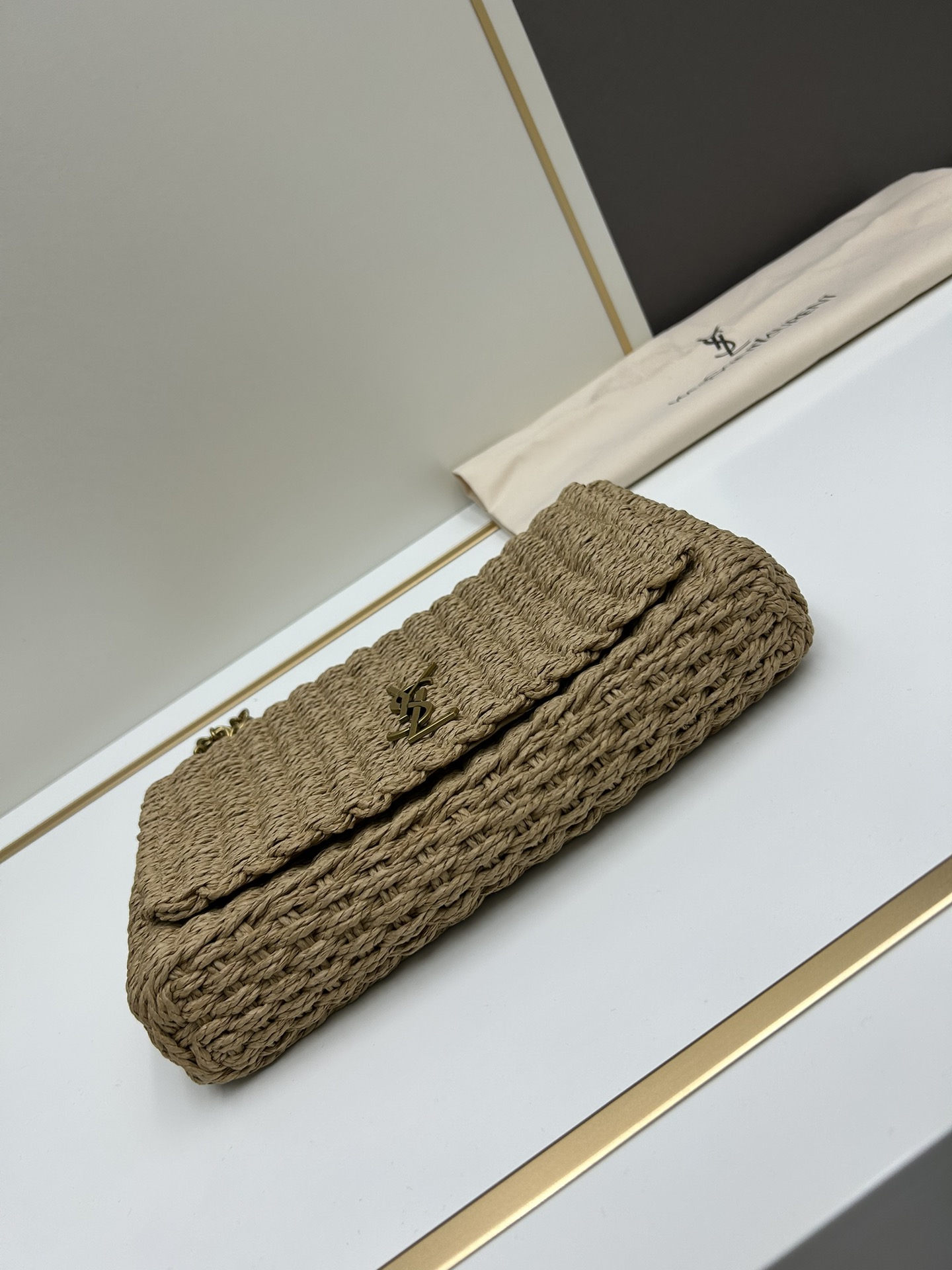 Replica YSL Raffia rattan woven craft chain bag