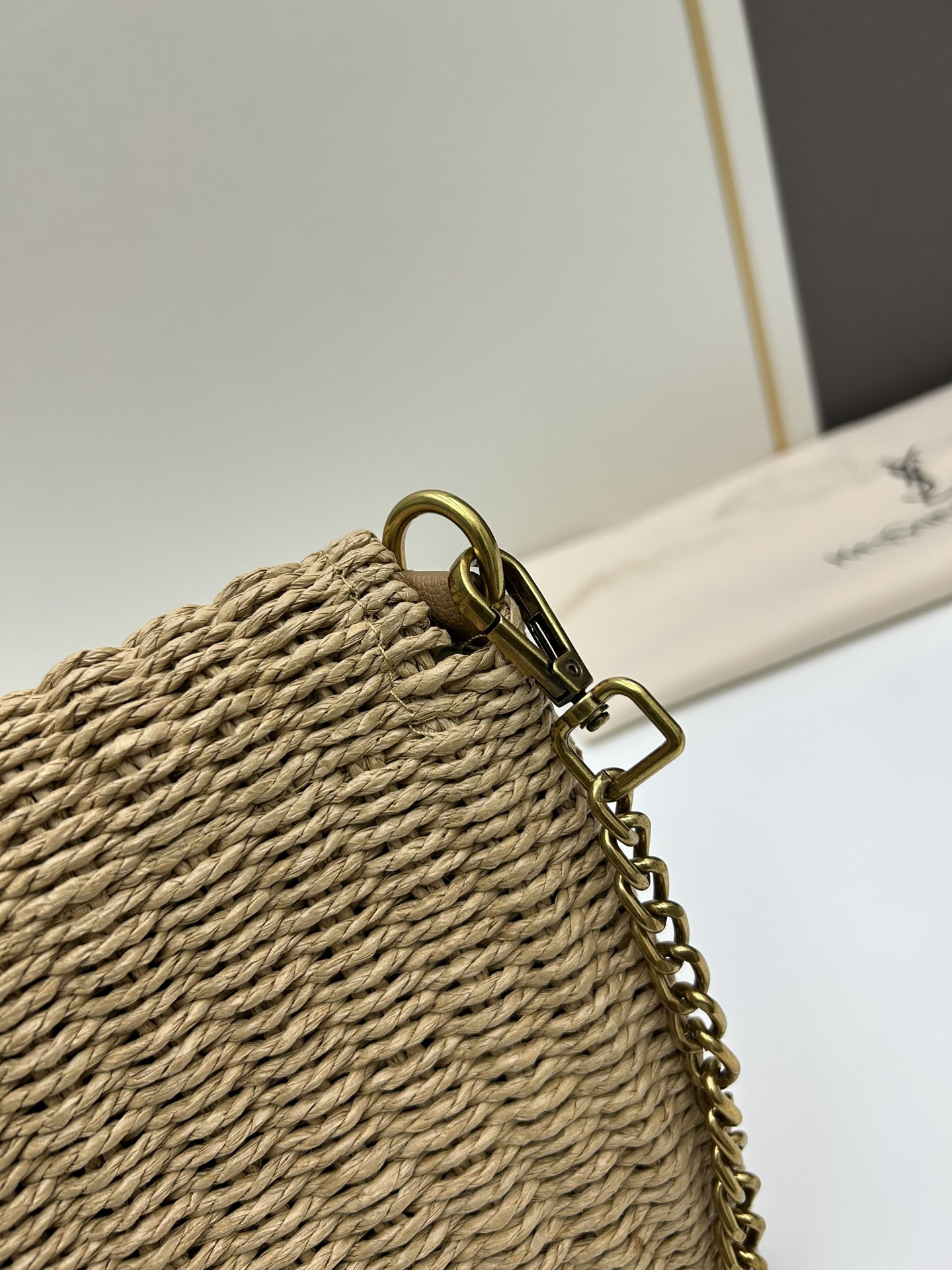 Replica YSL Raffia rattan woven craft chain bag