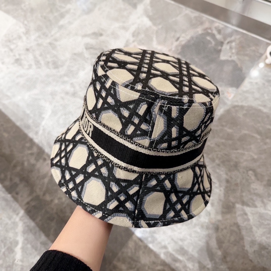 Replica DIOR - D-bobby Macrocannage Small Brim Bucket Hat