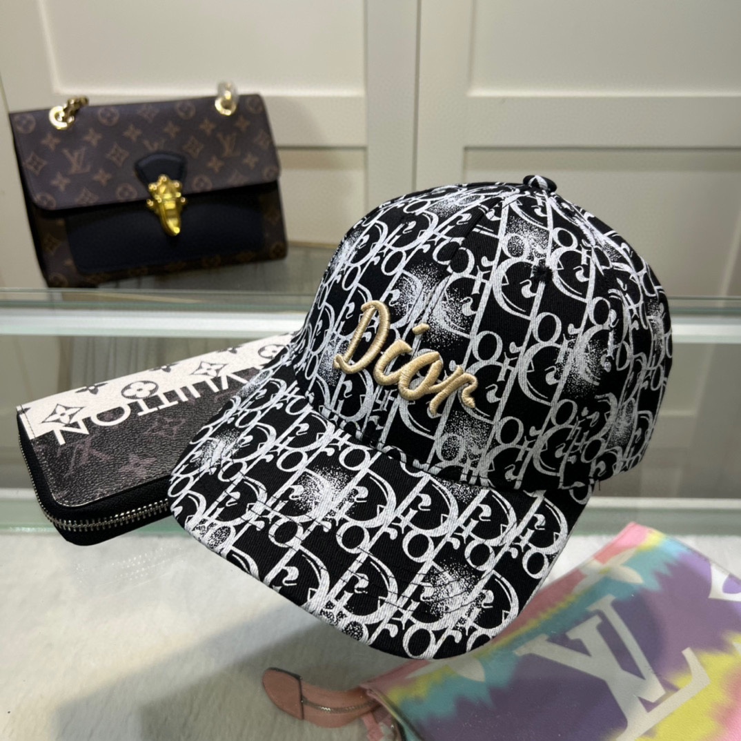 Replica Dior Oblique Monogram Hat Black Blue