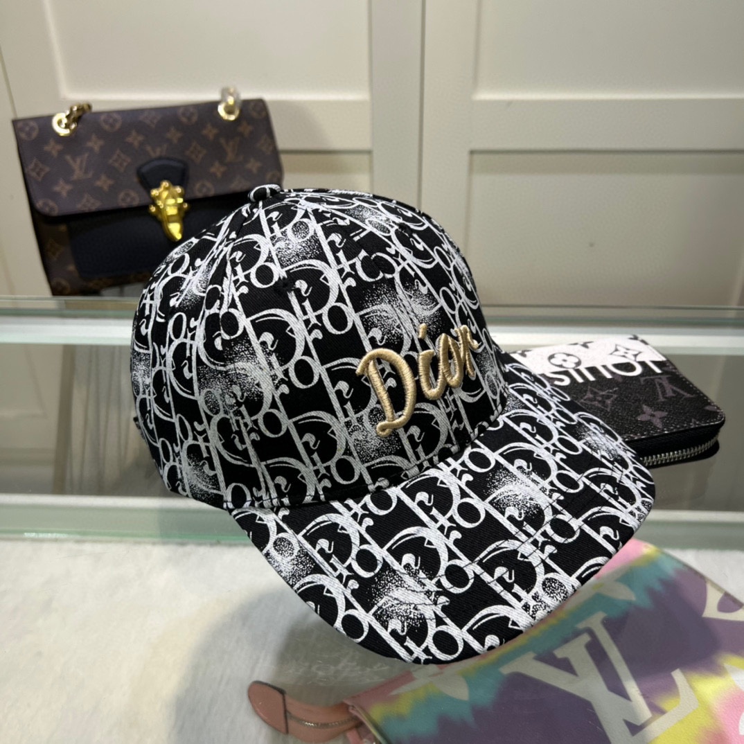 Replica Dior Oblique Monogram Hat Black Blue