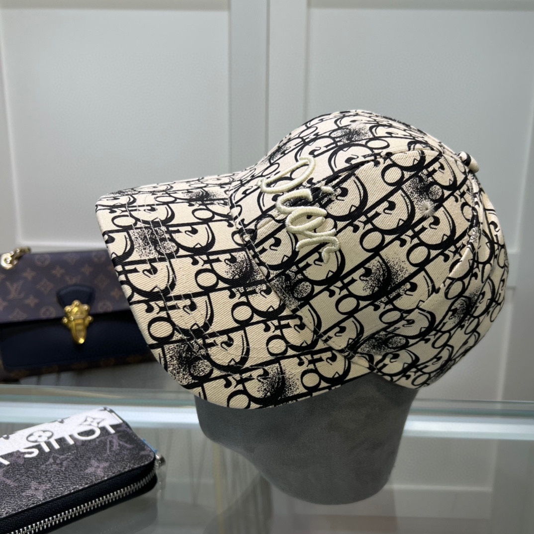 Replica Dior Oblique Monogram Hat Cloth Beige