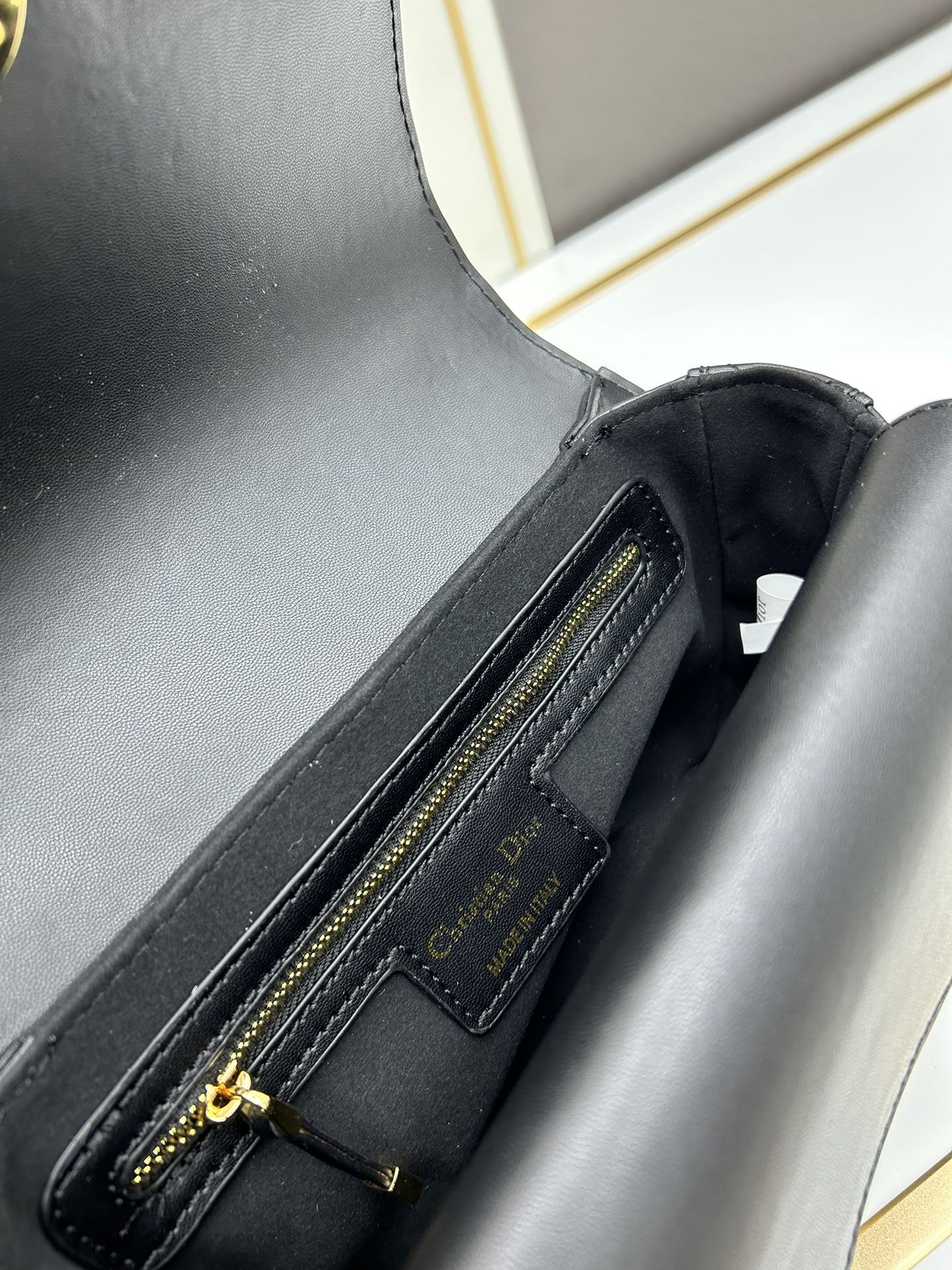 Replica DIOR - Mini Dior Jolie Top Handle Bag Black Cannage Calfskin - Women