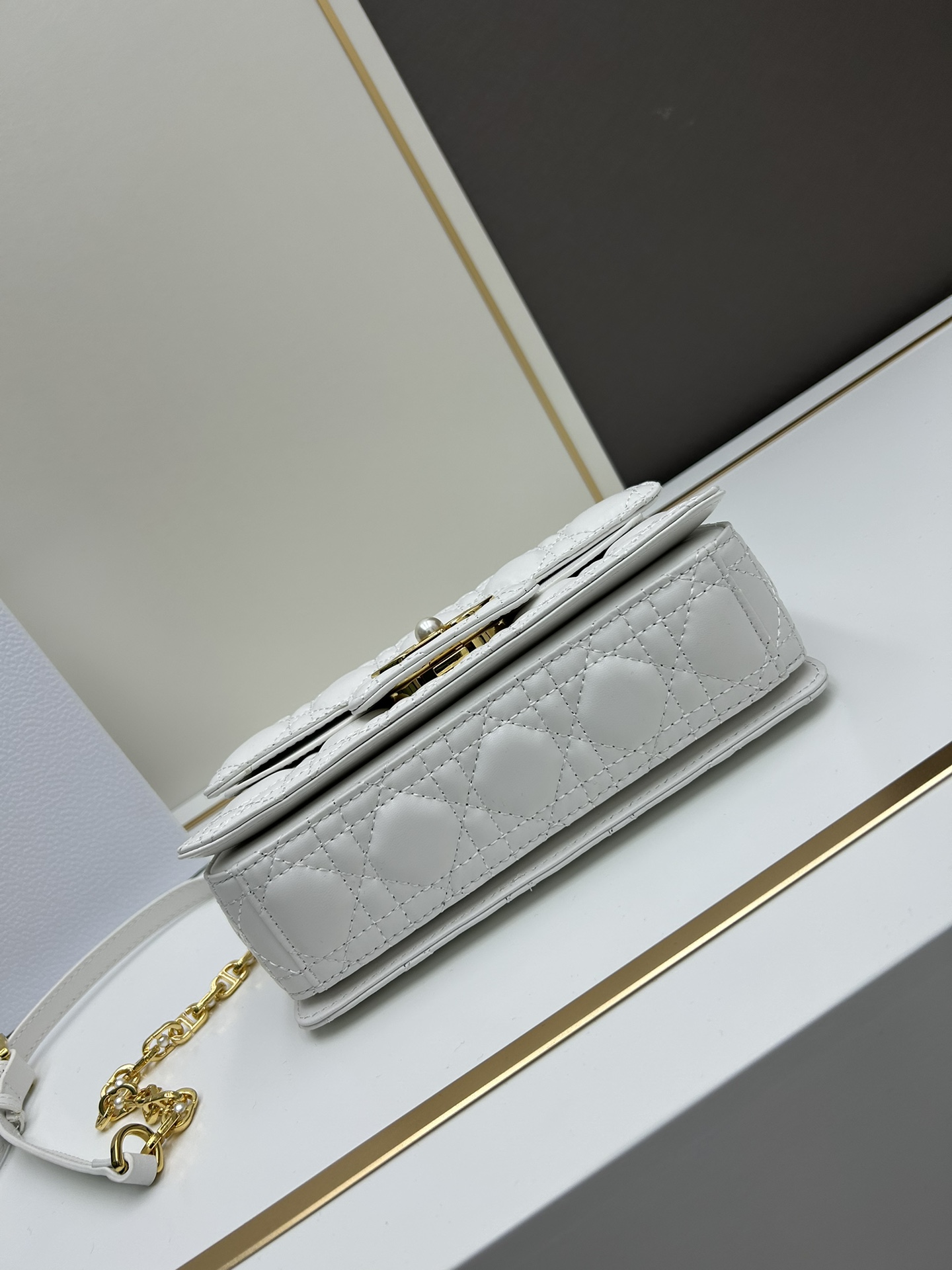 Replica DIOR - Small Dior Jolie Top Handle Bag Latte Cannage Calfskin