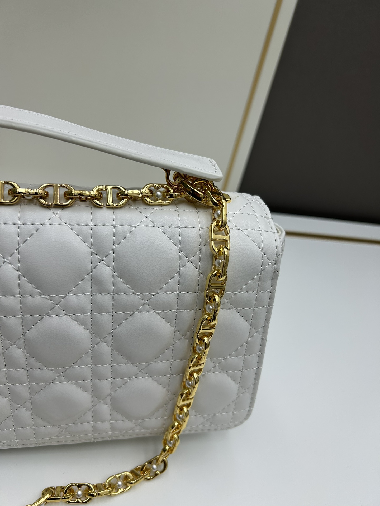 Replica DIOR - Small Dior Jolie Top Handle Bag Latte Cannage Calfskin