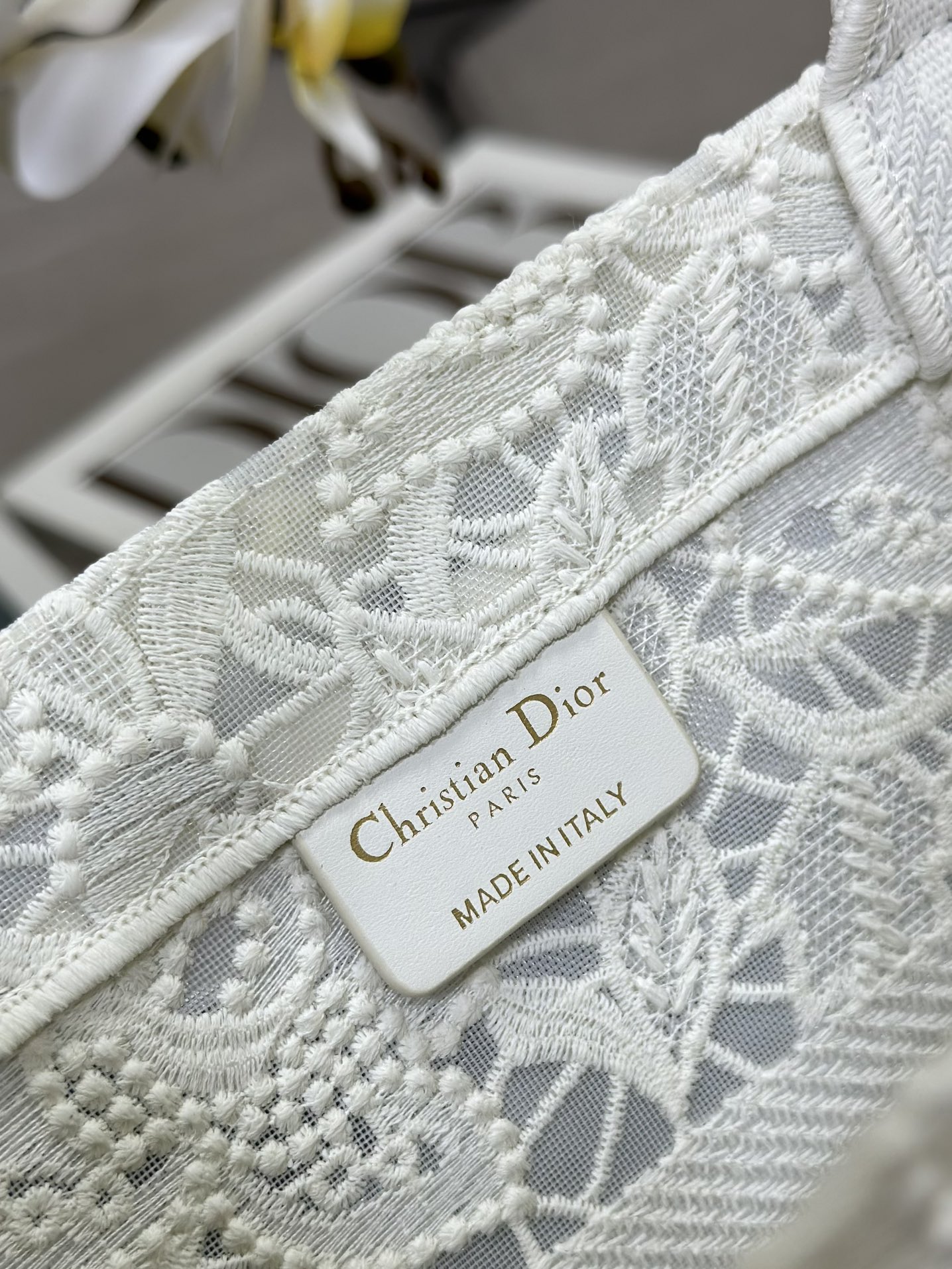 Replica DIOR Book Tote medium lace white shopping bag