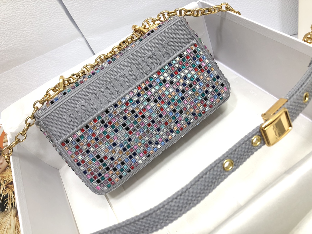 Replica Dior Small Caro Bag Multicolor Embroidery With Crystals