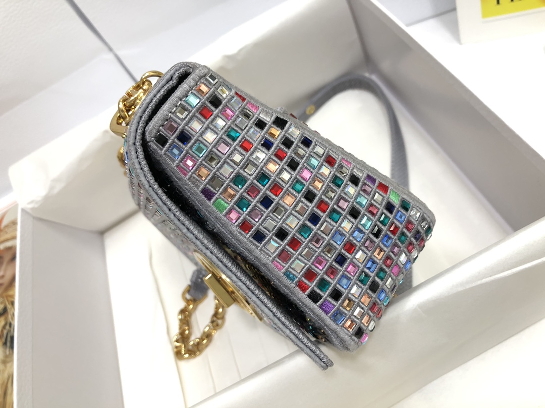 Replica Dior Small Caro Bag Multicolor Embroidery With Crystals