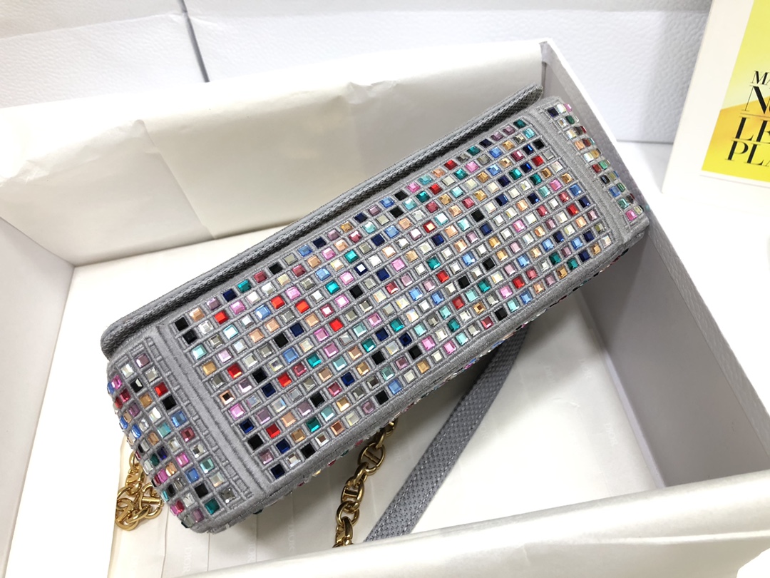 Replica Dior Small Caro Bag Multicolor Embroidery With Crystals