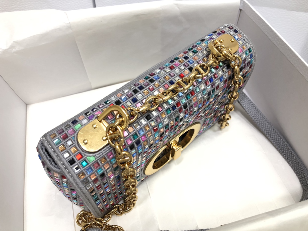 Replica Dior Small Caro Bag Multicolor Embroidery With Crystals