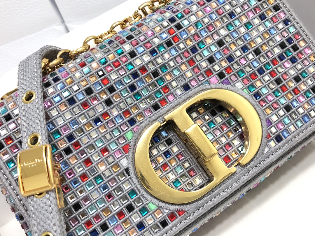 Replica Dior Small Caro Bag Multicolor Embroidery With Crystals