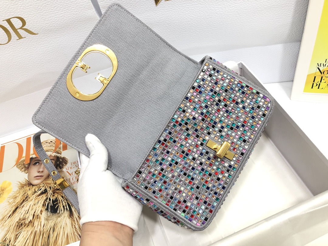 Replica Dior Small Caro Bag Multicolor Embroidery With Crystals