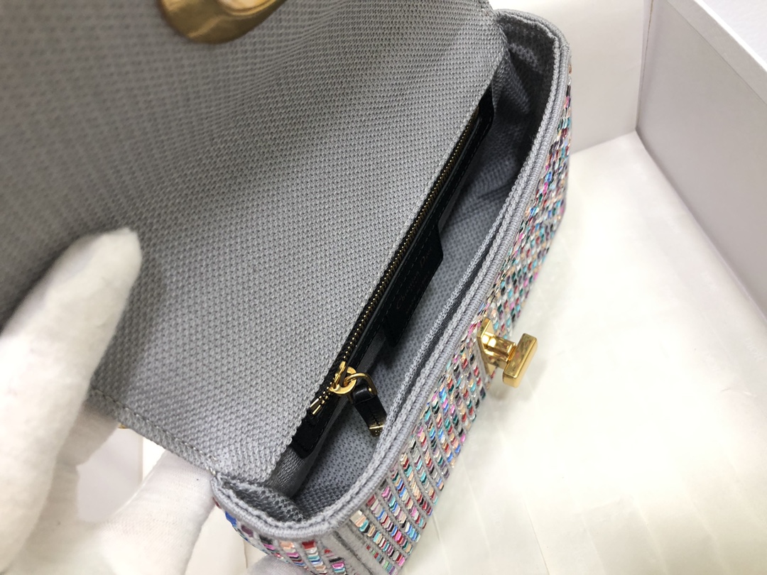 Replica Dior Small Caro Bag Multicolor Embroidery With Crystals